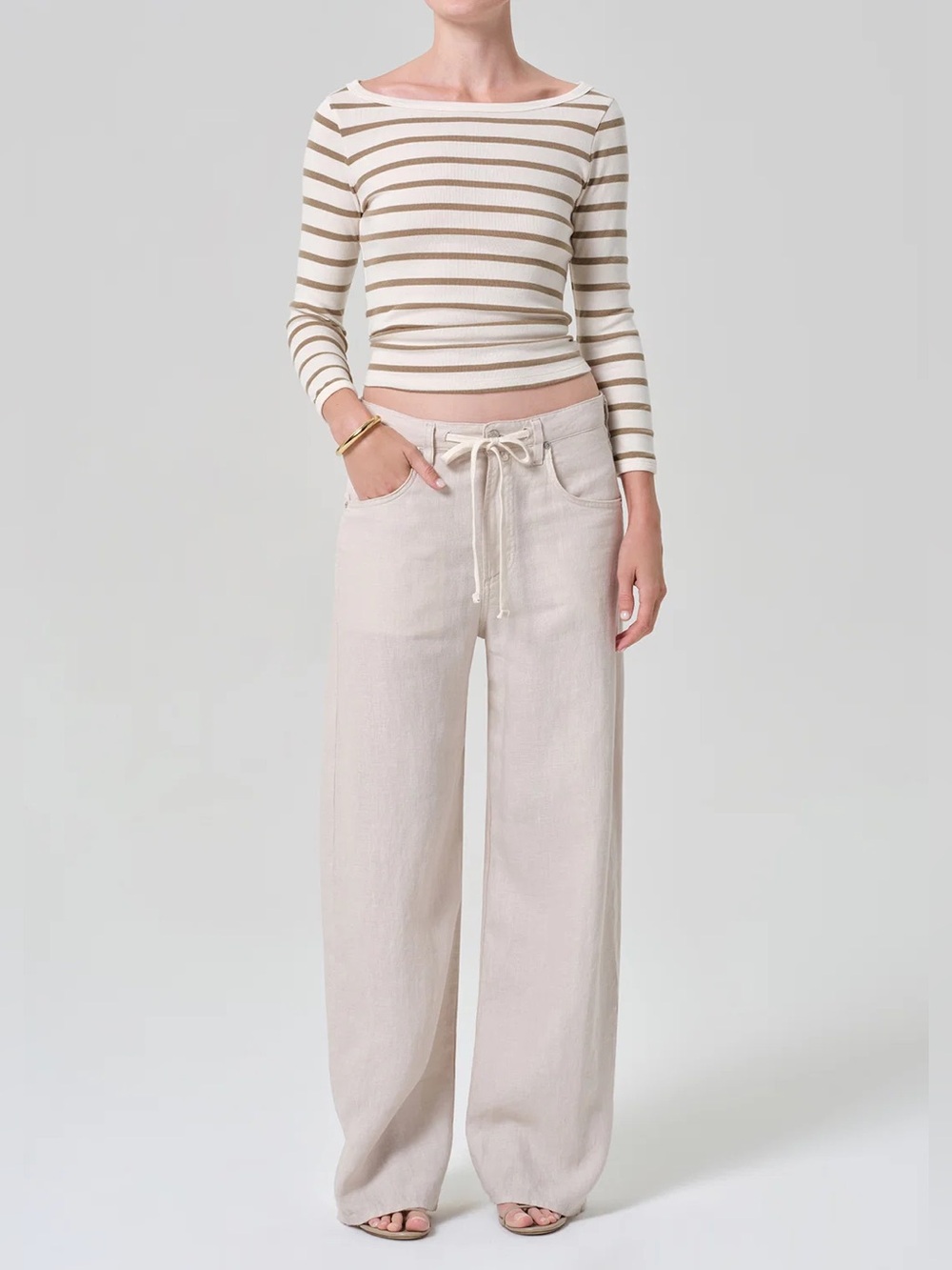 NWT Citizens of Humanity Brynn Drawstring Linen Trousers Size 32 Petite